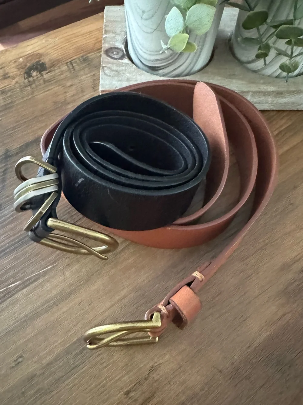 Set of 2 American Eagle Leather Belts | Medium | Black & Brown
